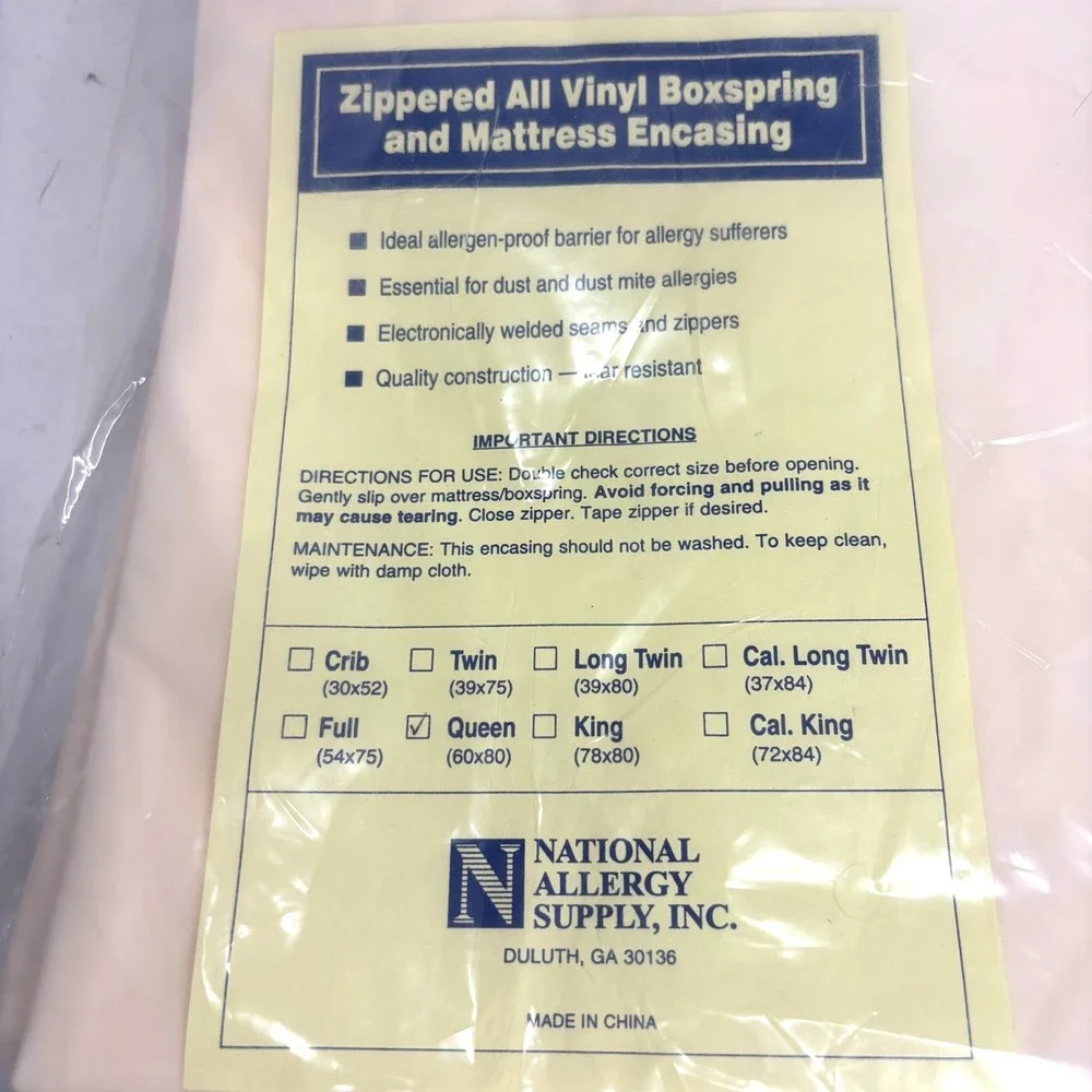 National Allergy Supply Zippered all vinyl boxspring and matteras encasement NEW
